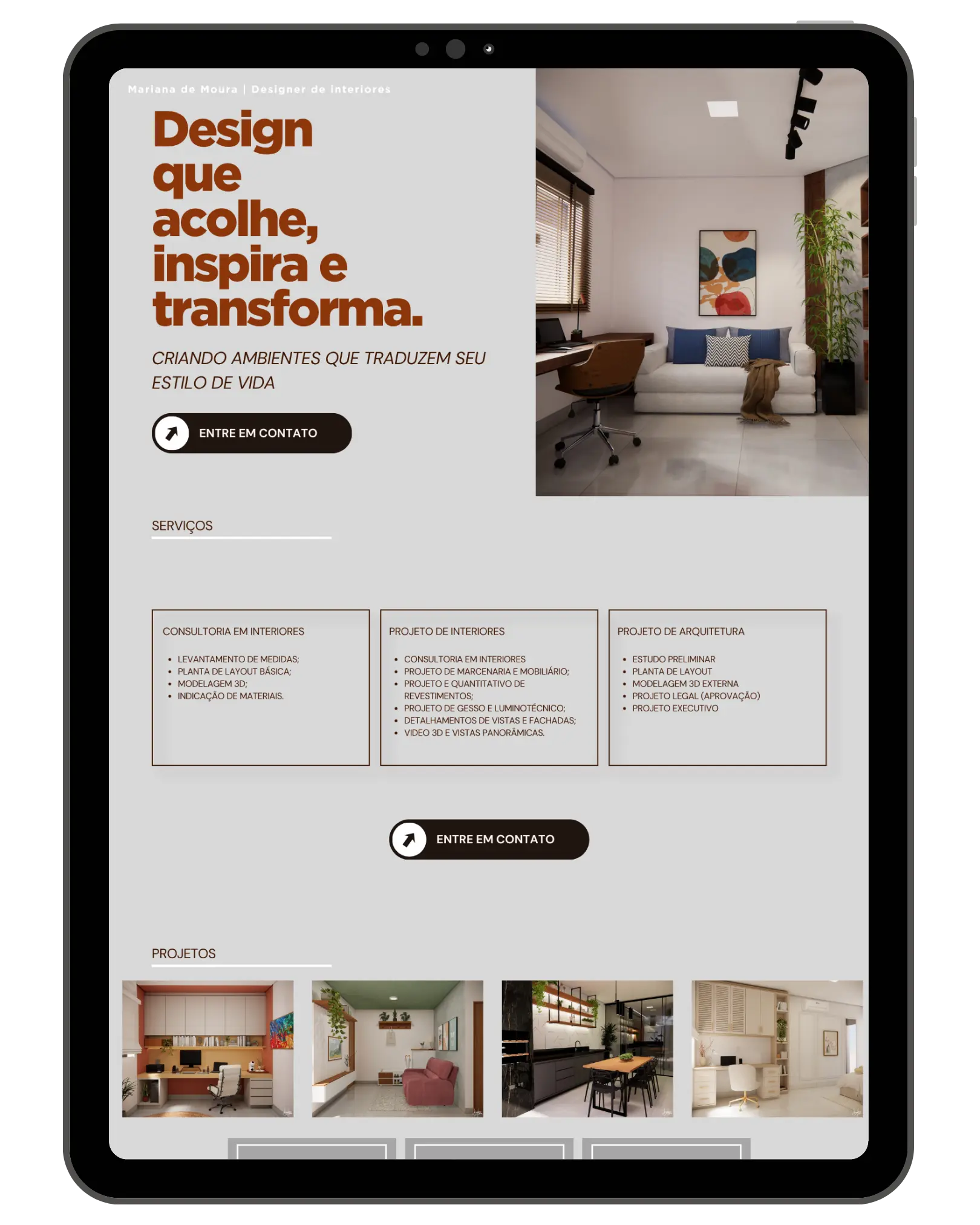 Visualização no Tablet